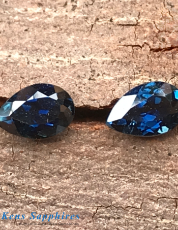 .6ct x2 (Pair) Blue Sapphire - Pear Cut