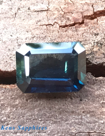 1.35ct Blue/White Parti Sapphire - Emerald Cut